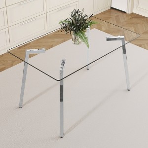 Syemin End Table, Coffee Table Accent Table with Tempered Glass Top and Metal Legs for Modern Living Room, Clear, 51"*31.5"*29.5" - 1 of 4