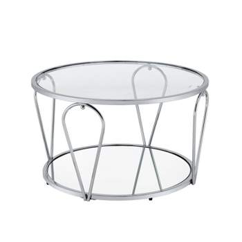 31" Kuut Contemporary Round Coffee Table Chrome/Clear - HOMES: Inside + Out