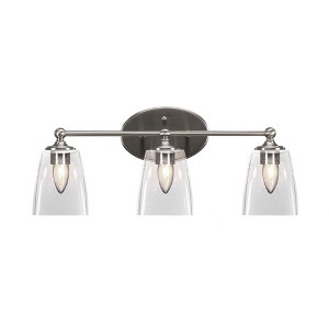 Toltec Lighting Capri 3 - Light Vanity in  Brushed Nickel with 4.5" Square Clear Bubble Shade - 1 of 2
