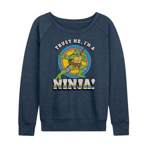 Women's - Teenage Mutant Ninja Turtles - Trust Me, I'm A Ninja Lightweight French Terry Wide Neck Long Sleeve Graphic Shirt - 1 of 4