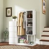 55"/39"W Wardrobe Clothing Armoire Storage Cabinet  with 4 Drawers, Shelves and Hanging Rail, White/Espresso/Natural-ModernLuxe - 2 of 4