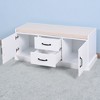 Lirago,42.52"D * 15.9"W * 17.52"H, White Wooden Entryway Shoe Cabinet with 2 Doors & 2 Drawers, Removable Cushion - 2 of 4