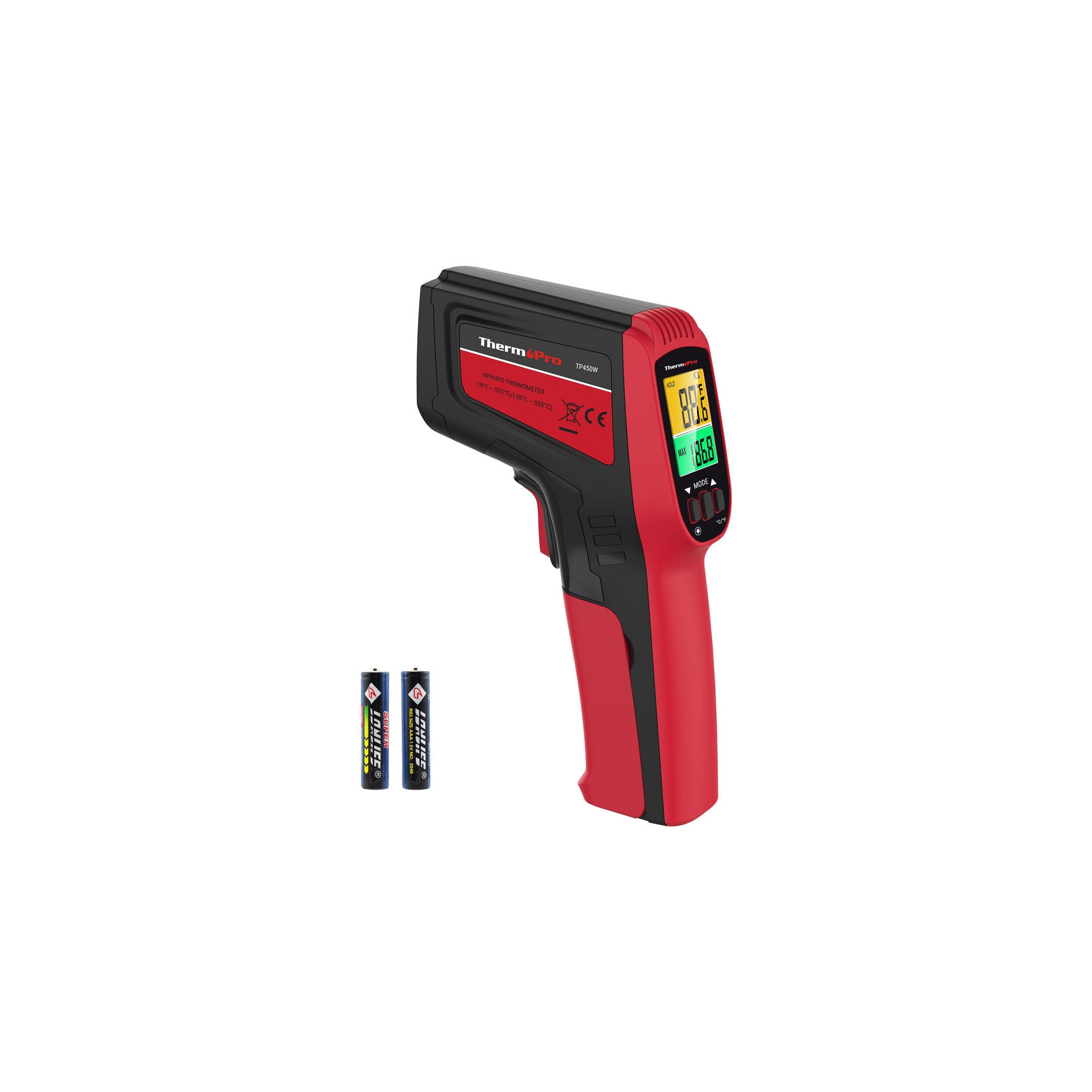 ThermoPro TP450W Dual Laser Temperature Gun for Cooking, Digital Infrared Thermometer for Pizza Oven Grill, Laser Thermometer Gun