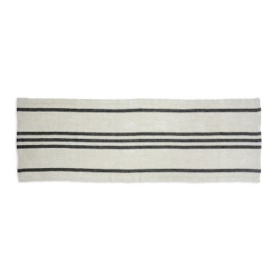 60" x 18" Striped Table Runner White/Black - Smith & Hawken™