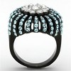 Slickblue Women’s Flower Ring in IP Black Stainless Steel with Sea Blue Crystal, Two-Tone Finish, size 5–10 - 3 of 4