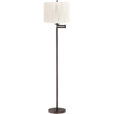 360 Lighting 60" High Linen Diamond Pleated Shade Swing Arm Floor Lamp