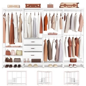 Aheaplus 74'' Clothing Rack with Wood Drawers, Heavy Duty Garment Rack with Shelves, Large Corner L-Shaped Closet Organizer with Hanging Rods - 1 of 4