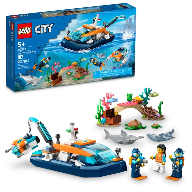 LEGO City Explorer Diving Boat Ocean Building Toy Set 60377, 1 of 10
