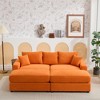 Oversize 82" Corduroy Upholstery Sectional Sofa Bed with 2 Pillows and 2 Movable Ottoman - 2 of 4