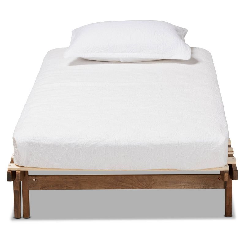 King Hiro Wood Expandable Bed Frame Walnut - Baxton Studio, 5 of 12