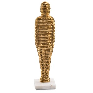 HomeRoots 21" Gold And White Aluminum And Marble Mummy Tabletop Sculpture - 1 of 4
