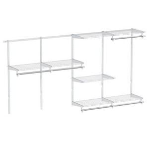 Costway 4-8 FT Wall-Mounted Closet Organizers and Storage System with Hanging Rod White/Gray - 1 of 4
