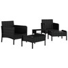 vidaXL 5 Piece Patio Lounge Set with Cushions Black Poly Rattan - 4 of 4