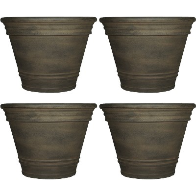 Sunnydaze Indoor/Outdoor Patio, Garden, or Porch Weather-Resistant Double-Walled Franklin Flower Pot Planter - 20" - Sable Finish - 4pk