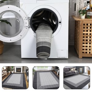 Modern Abstract Area Rug Machine Washable Rug for Living Room, Non-Slip Non Shedding Gradient Soft Carpet, Low Pile Indoor Foldable Printed Rug - 1 of 4