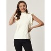Allegra K Women's Ruffled Sleeve Mock Neck Casual Cable Knit Pullover Sweater Vest - 3 of 4