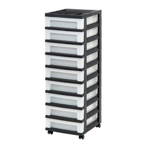 IRIS Drawer Storage Cart with Organizer Top Black - 1 of 4