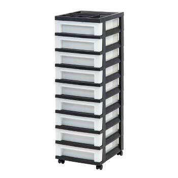 Iris USA 6-Drawer Storage Cart with Organizer Top, Black