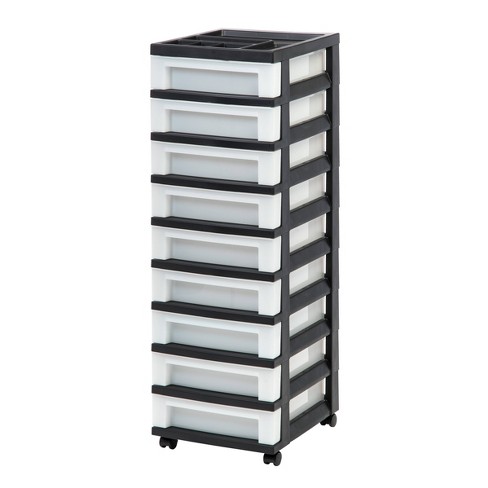 IRIS Drawer Storage Cart with Organizer Top Black - image 1 of 4