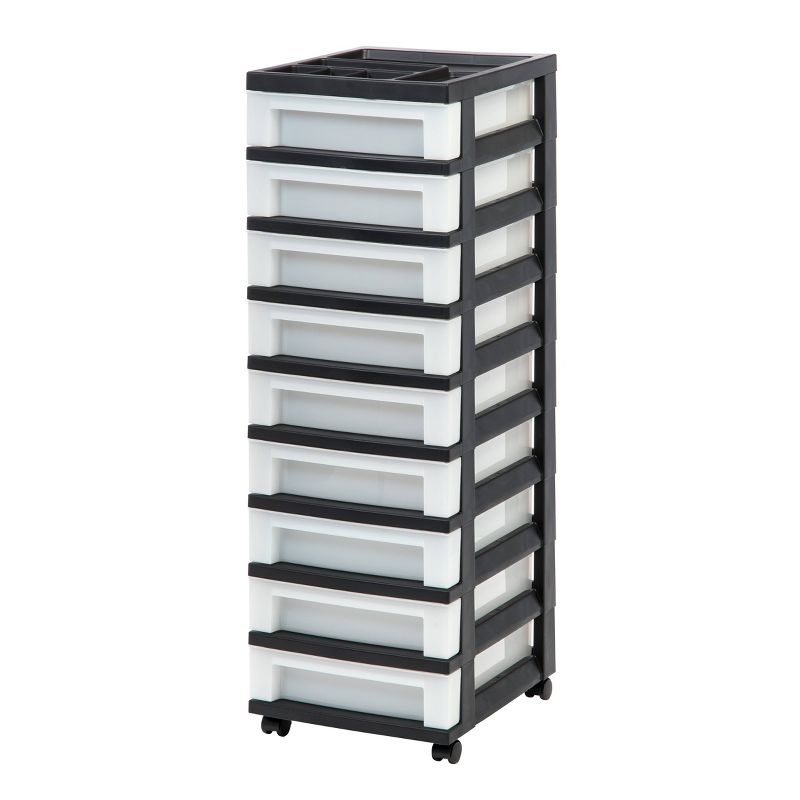 IRIS Drawer Storage Cart with Organizer Top Black, 1 of 7