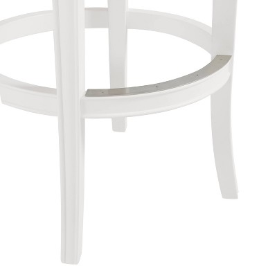 Hanover White and Gray Swivel Bar Height Stool with Faux Leather Seat