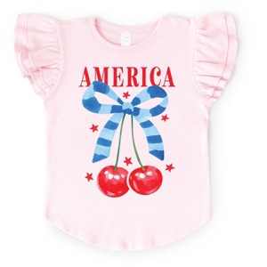 The Juniper Shop Coquette America Cherries Flutter Sleeve Tee - 1 of 4
