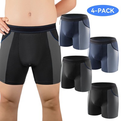 CARER 4pk Washable Incontinence Underwear for Men Urinary Bladder Leak-proof Incontinence Boxer Reuable - Mild Absorbency