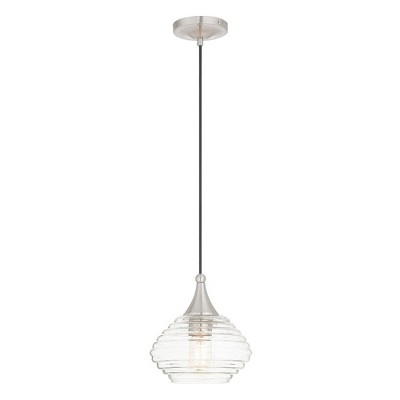 Livex Lighting Art Glass 1 - Light Pendant in  Brushed Nickel