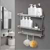 Cheer Collection 2-Tier Stainless Steel Wall Mounted Shower Caddy with Hooks – No Drill Installation - 3 of 4