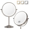 Makeup Mirror, Vanity Mirror with Lights 3 Color Settings Adjustable Brightness, 1/10X Magnifying, 360° Rotating Magnification Mirror for Desk Beauty - 2 of 4