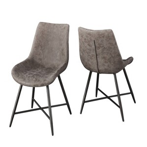 Set of 2 18" Ramona Side Chair Brown - Steve Silver Co.: Mid-Century Faux Leather, Metal Legs - 1 of 4