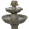 Alpine Corporation 34" Polyresin Solar Tan Flower Style Tiered Fountain - 2 of 4