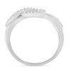 Silver 1/8 Cttw Diamond Open Heart Leaf Curvy Bypass Ring - 3 of 4