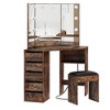 Corner Vanity Desk Set with 3 Lighted Mirrors, Makeup Vanity Table with Charging Station, Dressing Table with Drawers Storage Bench for Bedroom - 4 of 4