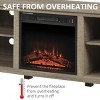 Resenkos  60" W x 23.5" H Electric Fireplace Mantel TV Stand, Media Console Center Cabinet with 2 Adjustable Shelves, Brown - 3 of 4