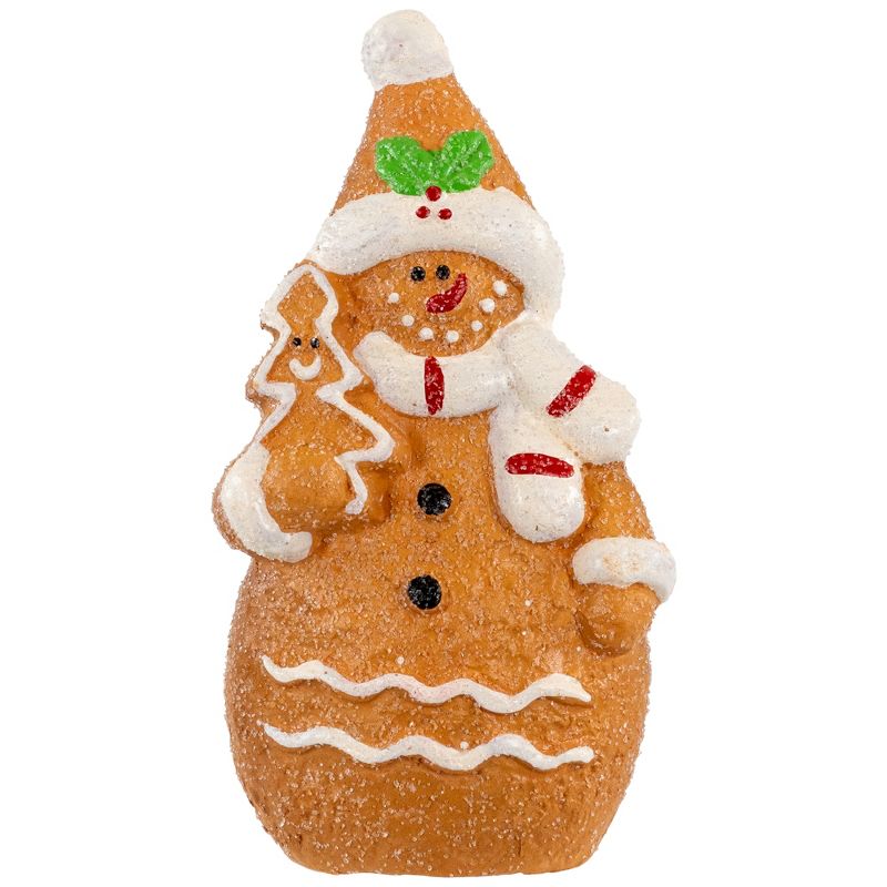 Northlight 5.75" Frosted Gingerbread Snowman with Cookie Tree Christmas Figurine, 1 of 8