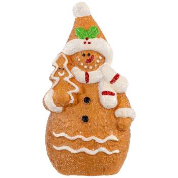 Northlight 5.75" Frosted Gingerbread Snowman with Cookie Tree Christmas Figurine