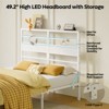 Pinmoco Bed Frame with 49.2 inch High LED Storage Headboard and 2 Drawers, Metal Platform Bed with Charging Station, Height Adjustable - 2 of 4