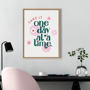 18" x 24" Sylvie Take It One Day At A Time Framed Canvas by Maria Filar - Kate & Laurel All Things Decor: Inspiring Quote Wall Art - 1 of 4