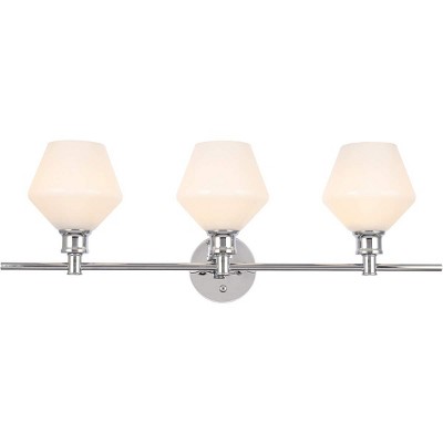 Elegant Lighting Gene 3 light Chrome and Frosted white glass Wall sconce