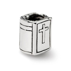 Black Bow Jewelry Sterling Silver Bible Bead Charm - 1 of 4