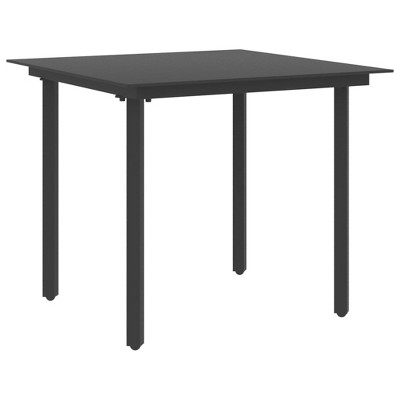vidaXL Patio Dining Table Black 31.5 in.x31.5 in.x29.1 in. Steel and Glass