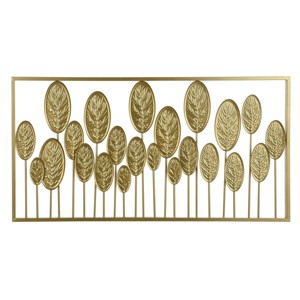 Pendant Leaflets Metal Medallion Stemmed Leaves Wall Art Gold - StyleCraft: Contemporary Iron Botanical Sculpture with Mounting Hardware - 1 of 4
