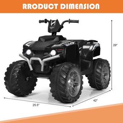 12V Black Kids Quad Ride On ATV with LED Lights