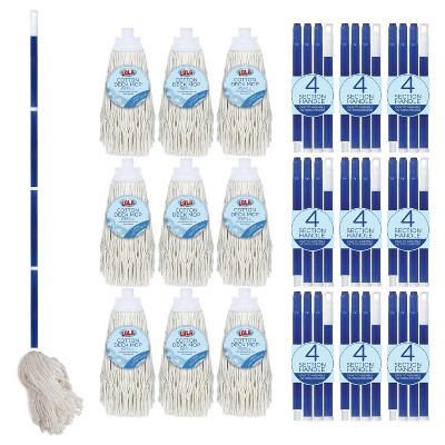Lola Products Cotton String Wet Floor Mop, Absorbs Up to 3X its Weight in Water, for Floor Cleaning, Includes Swivel Hang Cap for Storage -9 Count