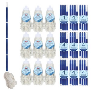Lola Products Cotton String Wet Floor Mop, Absorbs Up to 3X its Weight in Water, for Floor Cleaning, Includes Swivel Hang Cap for Storage -9 Count - 1 of 4