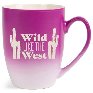 100 North Cactus Design 10 Ounce Pink and White Two Toned Ombre, Comfortably Fits Your Hands, Ceramic Tea Coffee Cup Mug, Wild Like The West - 1 of 1