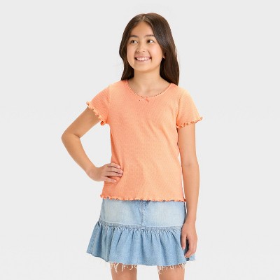 Girls' Short Sleeve Fitted Pointelle T-Shirt - Cat & Jack™