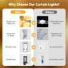 Itopfox 300 LED Curtain String Lights with Remote, 8 Modes, Connectable Waterproof Fairy Lights for Bedroom, Wedding, Outdoor, Christmas Party, White - 2 of 4