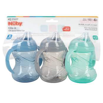 Nuby FlipNSip Silicone Straw Cup with Handles, Blue